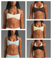 XS-XL Halter-Neck Hautfreundlicher Verstellbarer Sport-BH Kontrast Doppellagiger Sport-BH Rückenfreier Damen Sport-BH