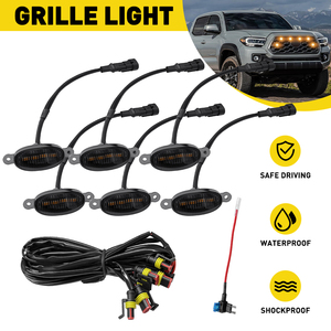 Ensemble de 6 feux de calandre LED ambre pour pare-chocs avant, lentille fumée, universel pour voitures, camions et pick-up - Product Image 1
