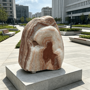 Pierre paysagère naturelle rouge et blanche mélangée, roche décorative de jardin extérieur veinée verte, durable, pour aménagement vertical - Product Image 5