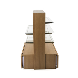 טוב מכירת סגנון מודרני באיכות גבוהה עץ גונדולה מדפים צד כפול זכוכית גלימת מתלה - Product Image 3