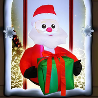 Père Noël gonflable de 3,5 pieds tenant une boîte cadeau avec lumière LED, décoration de Noël gonflable pour la cour, le jardin, l'extérieur, la maison, les fêtes