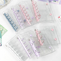 Protège-cahier rechargeable A6A7A8A9 en PVC transparent avec double fermeture à pression, étui pour classeur à anneaux Macaron, pochette pour feuilles mobiles