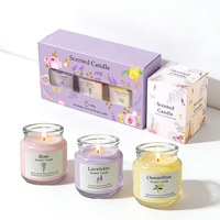 3-Farben Rosen-Osmanthus-Lavendel Gelwachs Duftkerze im Glas Aromatherapie-Kerze Romantisches Souvenir Valentinstag Geburtstagsgeschenk
