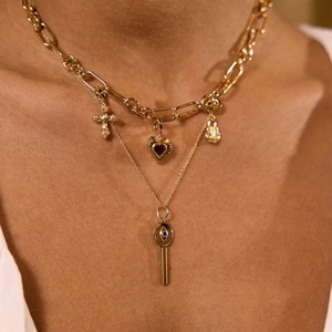 DIY Simple Color Cruz collar Escarabajo octogonal estrella Luna colgante Acero inoxidable Animal chapado en oro cadena de eslabones estilo de moda - Product Image 3