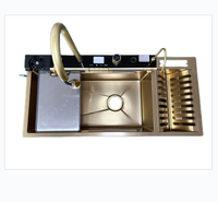 Évier de cuisine multifonctionnel intelligent en acier inoxydable 304, design nid d'abeille, avec lave-tasses et égouttoir, 120x46 cm