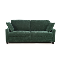 Canapé 3 places en tissu vert foncé, canapé moderne avec coussins décoratifs pour salon