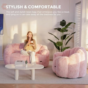 Sofá de Dos Plazas con Forma Floral, Ultra Suave, Mini Sofá, Sillón de Lectura de Piel Sintética para Sala de Estar y Dormitorio - Product Image 3