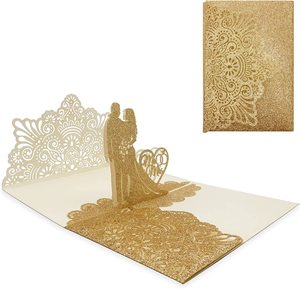 Carte d'invitation de mariage 3d personnalisée, découpée au Laser, faite à la main, avec enveloppe - Product Image 4