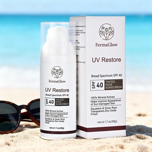 Crème <span class=keywords><strong>solaire</strong></span> <span class=keywords><strong>teintée</strong></span> au zinc minéral fermenté SPF 40 à large spectre PA+++ UVA UVB Protection <span class=keywords><strong>solaire</strong></span> UV - Product Image 1