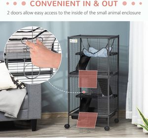 Gabbia a 4 Piani per Ratti, Porcellini d'India, Conigli, Furetti, 45 Pollici di Altezza, Deluxe con Ruote, in Metallo, per Piccoli Animali, Chinchilla, Gattini - Product Image 6