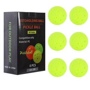 Ballon de pickleball en rotomoulage 74 mm 40 trous Haute élasticité Entraînement en extérieur 6 pièces GS-106 - Product Image 1
