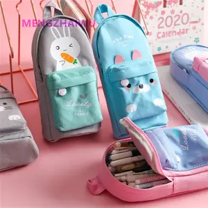 बैग स्थिर Suppliers-लड़कियों स्कूल की आपूर्ति दक्षिण कोरिया स्थिर बड़े-क्षमता स्कूल बैग आकार कलम मामले उपहार कार्टून जिपर कैनवास पेंसिल बैग