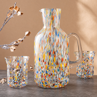 Ensemble de bouilloires artisanales résistantes à la chaleur, colorées, pour la cuisine bohème, avec bouteille d'eau et tasses à boisson, vente en gros