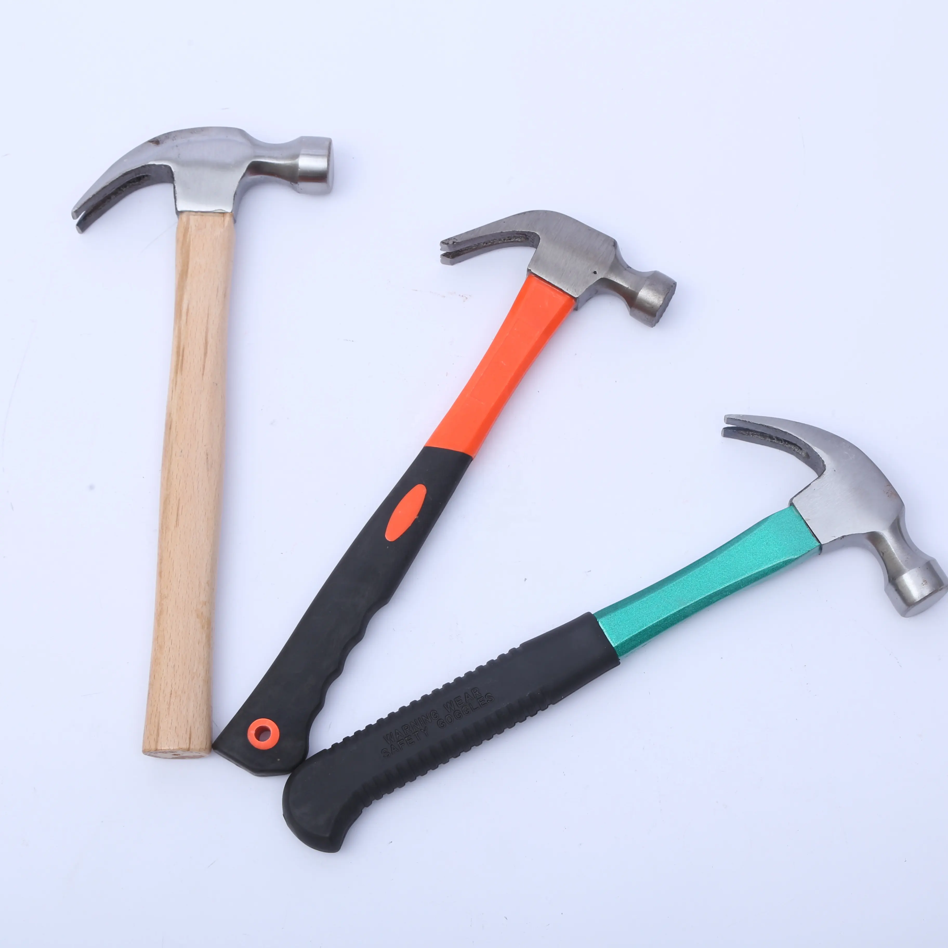 Claw hammer with wooden/fiberglass/plastic handle