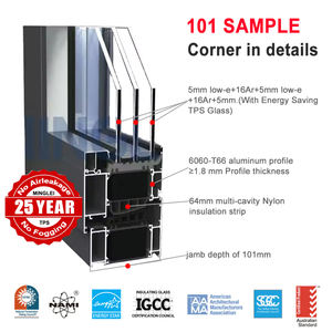 Fenêtres en verre trempé triple vitrage Low-E conformes aux normes canadiennes, économiques en énergie, pour maison passive, fenêtre à battant et à bascule en aluminium - Product Image 4