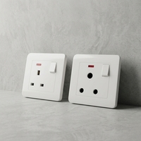 Prises industrielles commutées 15A avec néon, prise UK, IP22, murales, haute puissance, contrôle de la lumière, type 86, panneau PC ultra-fin, décoration chinoise