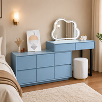 Ensemble de coiffeuse moderne avec miroir LED Cloud, table de toilette extensible avec commodes pour chambre à coucher