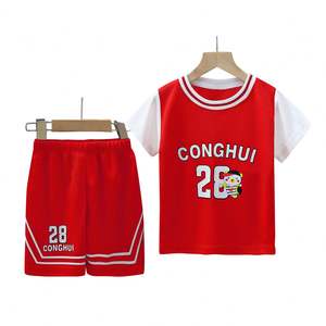Vêtements de sport d'été T-shirts respirants Shorts Tenues de <span class=keywords><strong>basket</strong></span>-ball deux pièces Ensembles de vêtements pour bébés Garçons Vêtements pour enfants Vente en gros - Product Image 3