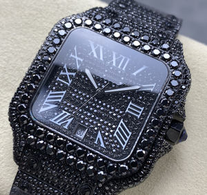 Reloj negro de diamantes de lujo para hombre, diseñador de alta calidad, reloj informal de negocios, movimiento oculto, pantalla de esfera de puntero - Product Image 4