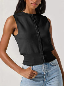 Novedad <span class=keywords><strong>de</strong></span> verano para <span class=keywords><strong>mujer</strong></span> europea americana, Top <span class=keywords><strong>de</strong></span> punto informal, ropa exterior Sexy sin mangas con chaleco con botones, transfronterizo para <span class=keywords><strong>Amazon</strong></span> - Product Image 3