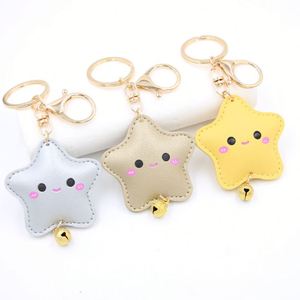 Healing Pu Leather Star Pendant Cute Bell Carabiner Keychain Durable <b>Key</b> <b>Ring</b> <b>Bag</b> Decoration - Product Image 5