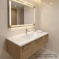 Lavabo de Cerámica con Certificación cUPC KIDOIR, Lavabo Integrado Curvo Blanco, Lavabo Delgado para Baño, 8 Tamaños, OEM, ODM, Venta al por Mayor