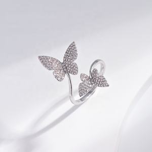 Anillo de mariposa de lujo de plata de ley 925 chapado en oro, con circonita negra gótica, anillos grandes para mujer, precio de fábrica, venta al por mayor - Product Image 3