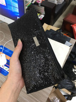 Pochette à glissière à paillettes personnalisée, pochette de rangement cosmétique noire, pochette à glissière à paillettes