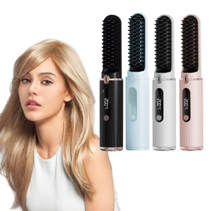 เครื่องหนีบผมแบบ2-in-1แบบชาร์จไฟได้, เครื่องหนีบผมไร้สายแบบพกพาใช้ความร้อนแปรงม้วนผมเครื่องมือจัดแต่งทรงผมหวีตรงไร้สาย - Product Image 2