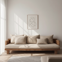 Canapé individuel en bois massif italien, style moderne, canapé trois places en style simple pour petit appartement, salon