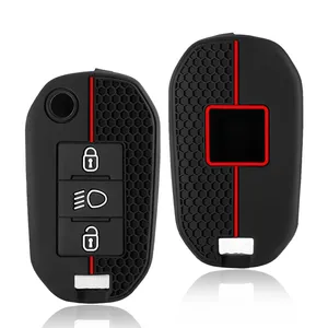 Funda de silicona para llave de coche con 3 botones para <span class=keywords><strong>Peugeot</strong></span> 208 301 308 508 5008 <span class=keywords><strong>3008</strong></span> Citroen 2010 2021 <span class=keywords><strong>2023</strong></span> - Product Image 4