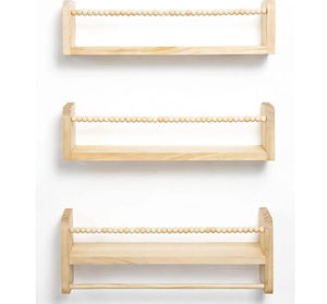 Étagères murales en bois nordiques pour chambre d'enfants, étagères flottantes perlées avec tige, présentoir de vente chaude - Product Image 6