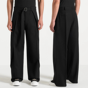 Pantalones <span class=keywords><strong>de</strong></span> Traje a Medida YUCE para <span class=keywords><strong>Hombre</strong></span>, Pliegues Profundos, Pierna Ancha, Estilo Minimalista <span class=keywords><strong>de</strong></span> Alta Gama - Product Image 1