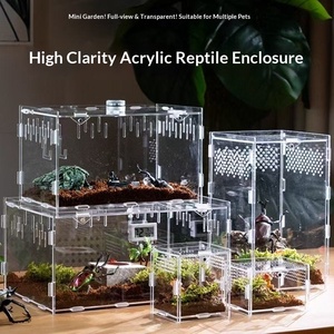 صندوق تربية الزواحف المستطيل الشفاف للغاية من الأكريليك، حوض بيئي للسحالي والسلاحف والثعابين - Product Image 3