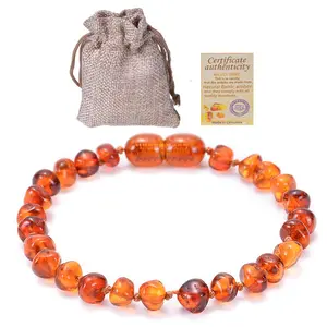 Wholesale Elastic Rope Gradient Color Irregular Baltic Natural Amber Baby Teething Bracelet Amber Natural Stone Jewelry