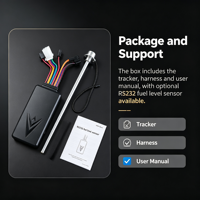 Traceur GPS 4G avec capteur de niveau de carburant RS232 GAR405, surveillance anti-vol de carburant pour camions et flottes