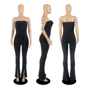 Aoyema printemps nouvelle mode d'été <span class=keywords><strong>pantalon</strong></span> smocké <span class=keywords><strong>femme</strong></span> jambe ouverte extensible <span class=keywords><strong>combinaison</strong></span> mince - Product Image 3