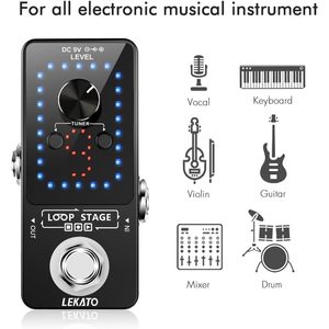 Pédale de looper pour guitare Lekato avec accordeur, batterie intégrée 9V DC, finition polie en alliage d'aluminium pour guitare électrique, best-seller - Product Image 2