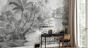 Adesivi <span class=keywords><strong>Murali</strong></span> Personalizzati <span class=keywords><strong>Foresta</strong></span> Tropicale per Sfondo Divano e TV in Soggiorno, Carta da Parati per Hotel, Murale - Product Image 5