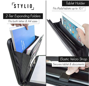 Hot Bán Đa-Chức Năng Tùy Chỉnh Da Tổ Chức Danh Mục Đầu Tư Thư Mục Với Lưu Ý Pad Và Dây Kéo - Product Image 5