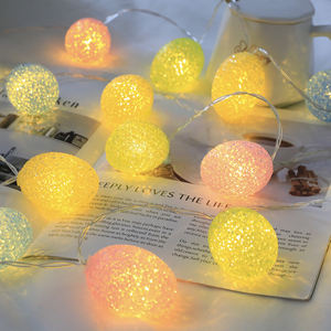 ไฟ LED รูปไข่อีสเตอร์สีพาสเทลหลากสีสัน ของตกแต่งวันหยุด โคมไฟสีเขียว เหลือง ชมพู ของตกแต่งไข่อีสเตอร์แสนสุข - Product Image 1