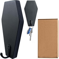 Colgador de puerta de montaje en pared rústico pequeño de 2 piezas, llavero de ataúd artesanal de madera negra, incluye gancho, taza de ataúd personalizada/gancho de pared para estante de llaves