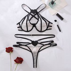 Ensemble de soutien-gorge de sport en dentelle florale sans couture pour femmes grandes tailles, broderie 3D, tissu en spandex/polyester ajouré, tissu dobby, allaitement - Product Image 6