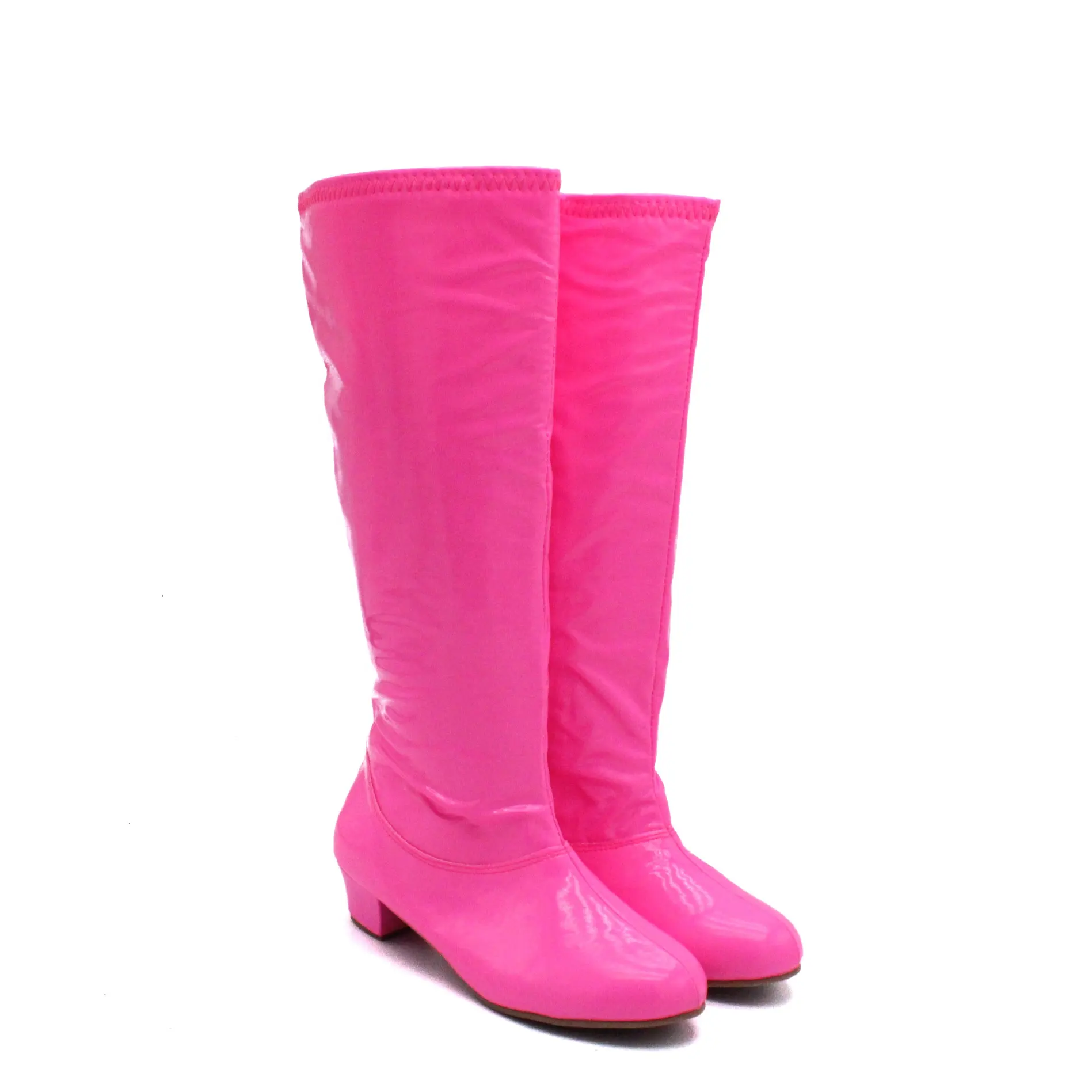 Candy Color Fashion Stretch Girls Heel Pointed Toe Boots pink girls kids knee high boots