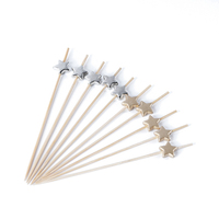 Custom12cm Mode Or Argent Pentacle Brochettes De Bambou De Qualité Alimentaire Gâteau Apéritif Brochettes pour La Fête De Mariage