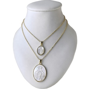 Colar de Prata Esterlina 925 com Pingente de Madre-Pérola Natural da Virgem Maria para Mulheres - Product Image 1