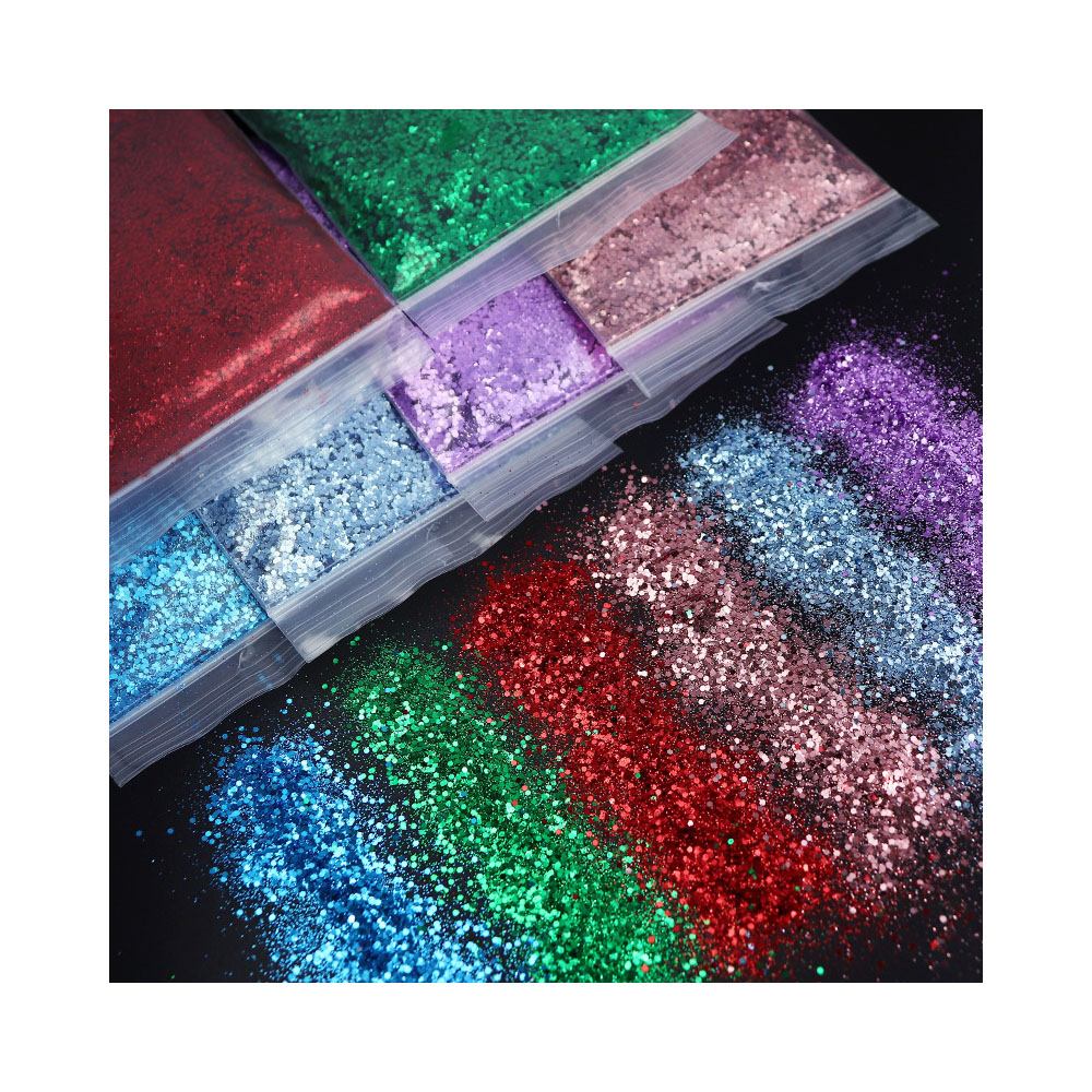 Glitter grosso para enchimento de lodo DIY artesanato arte de unhas decoração de rosto e corpo 50g tamanho misto colorido extra fino popular