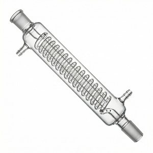 Condensador <span class=keywords><strong>Graham</strong></span> de Vidrio Borosilicato Premium con Tubo Interno Enrollado, Junta Estándar, para Destilación por Reflujo en Química - Product Image 1