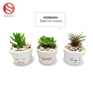 Personnaliser motif LOGO couleur rond <span class=keywords><strong>petit</strong></span> <span class=keywords><strong>pot</strong></span> <span class=keywords><strong>de</strong></span> <span class=keywords><strong>fleur</strong></span> <span class=keywords><strong>en</strong></span> <span class=keywords><strong>terre</strong></span> cuite avec plante succulente artificielle - Product Image 2