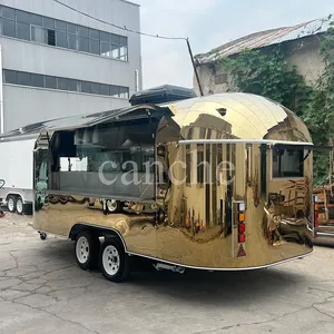 Carrito de Comida Móvil Tipo Kiosco para Camping, de Acero Inoxidable Dorado, Marca Canche - Product Image 6
